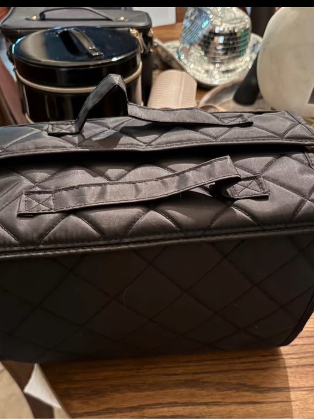 New Quilted Black Travel large removable sections